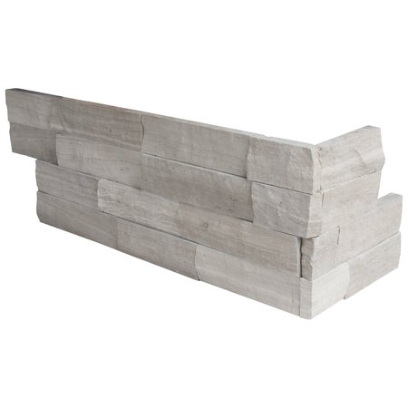 MSI Gray Oak Split Face Ledger Corner 6 in.  X 18 in.  Marble Wall Tile, 6PK ZOR-PNL-0116